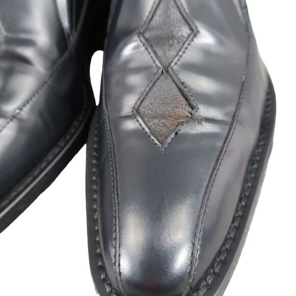 John Fluevog Shoes Mens 7.5 Loafer Slip On Black Leather Diamond Classic Vintage main image 8